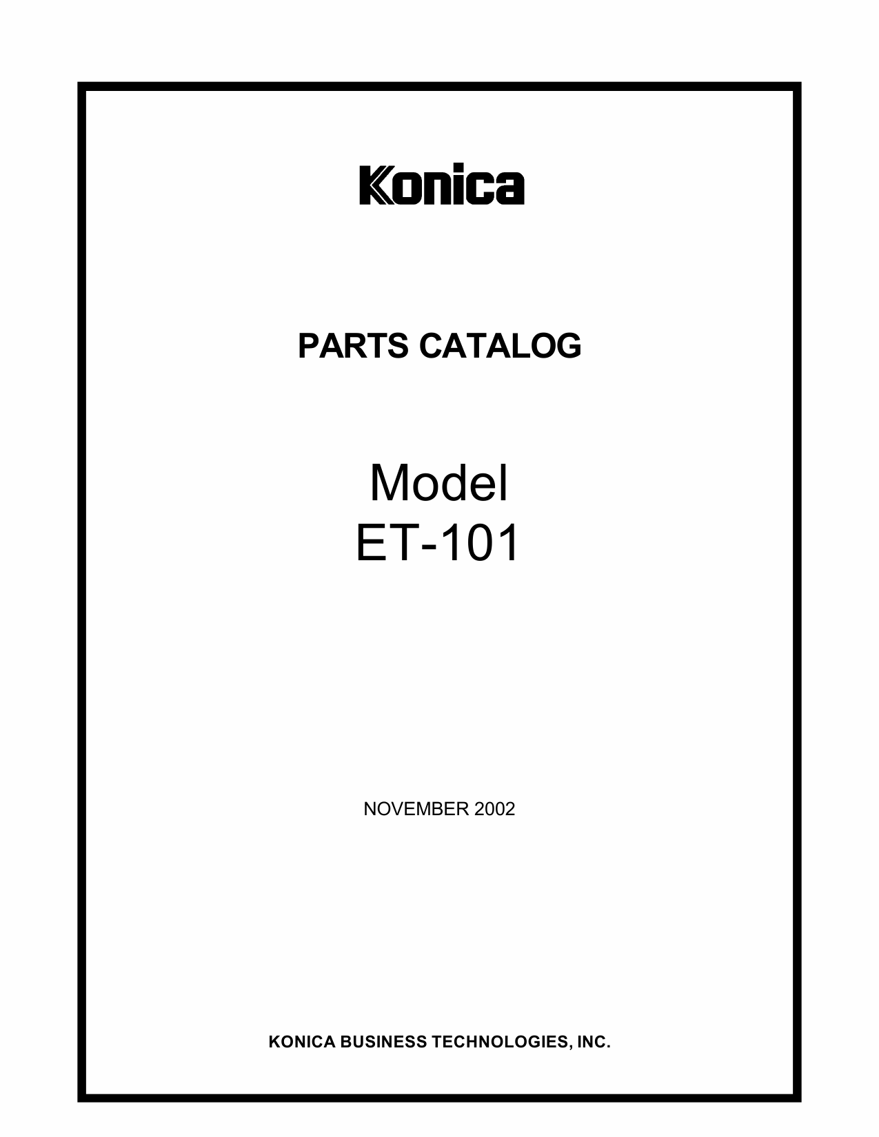 Konica-Minolta Options ET-101 A0GF Parts Manual-1